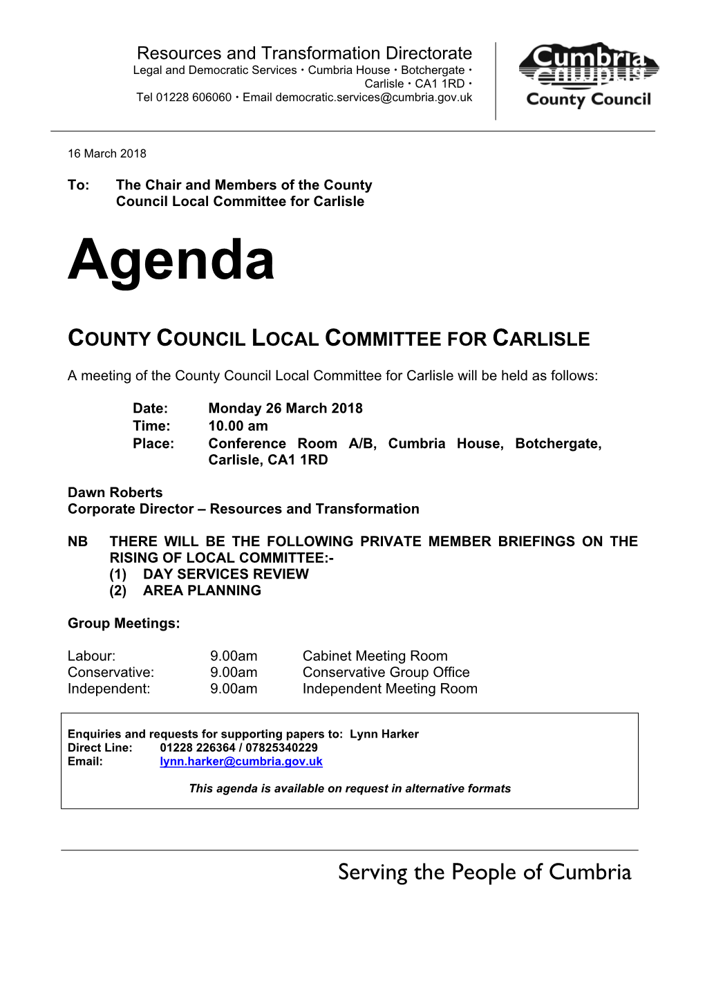 (Public Pack)Agenda Document for County Council Local Committee