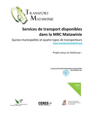 Services De Transport Disponibles Dans La MRC Matawinie