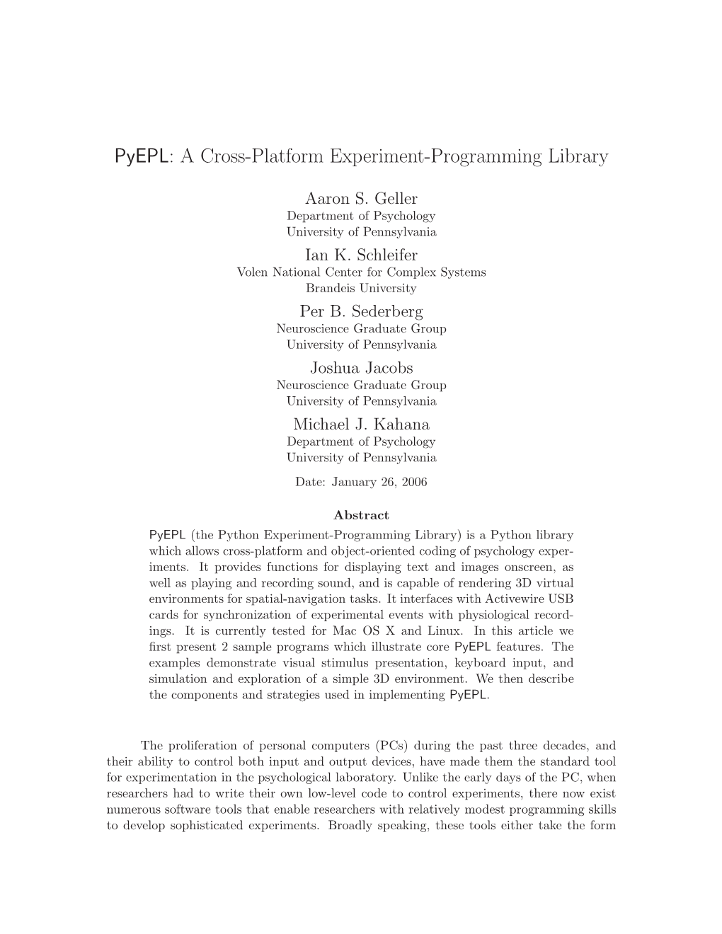 Pyepl: a Cross-Platform Experiment-Programming Library