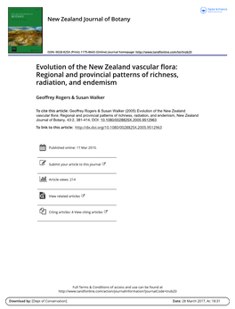 Evolution of the New Zealand Vascular Flora: Regional and Provincial Patterns of Richness, Radiation, and Endemism