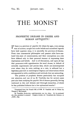 THE MONIST Downloaded from PROPHETIC DREAMS in GREEK and ROMAN ANTIQUITY.'