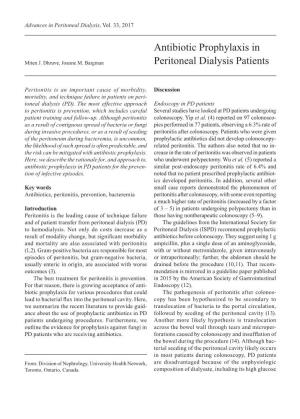 Antibiotic Prophylaxis in Peritoneal Dialysis Patients