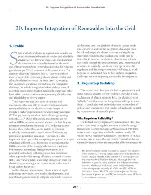 Chapter 20: Improve Integration of Renewables Into the Grid