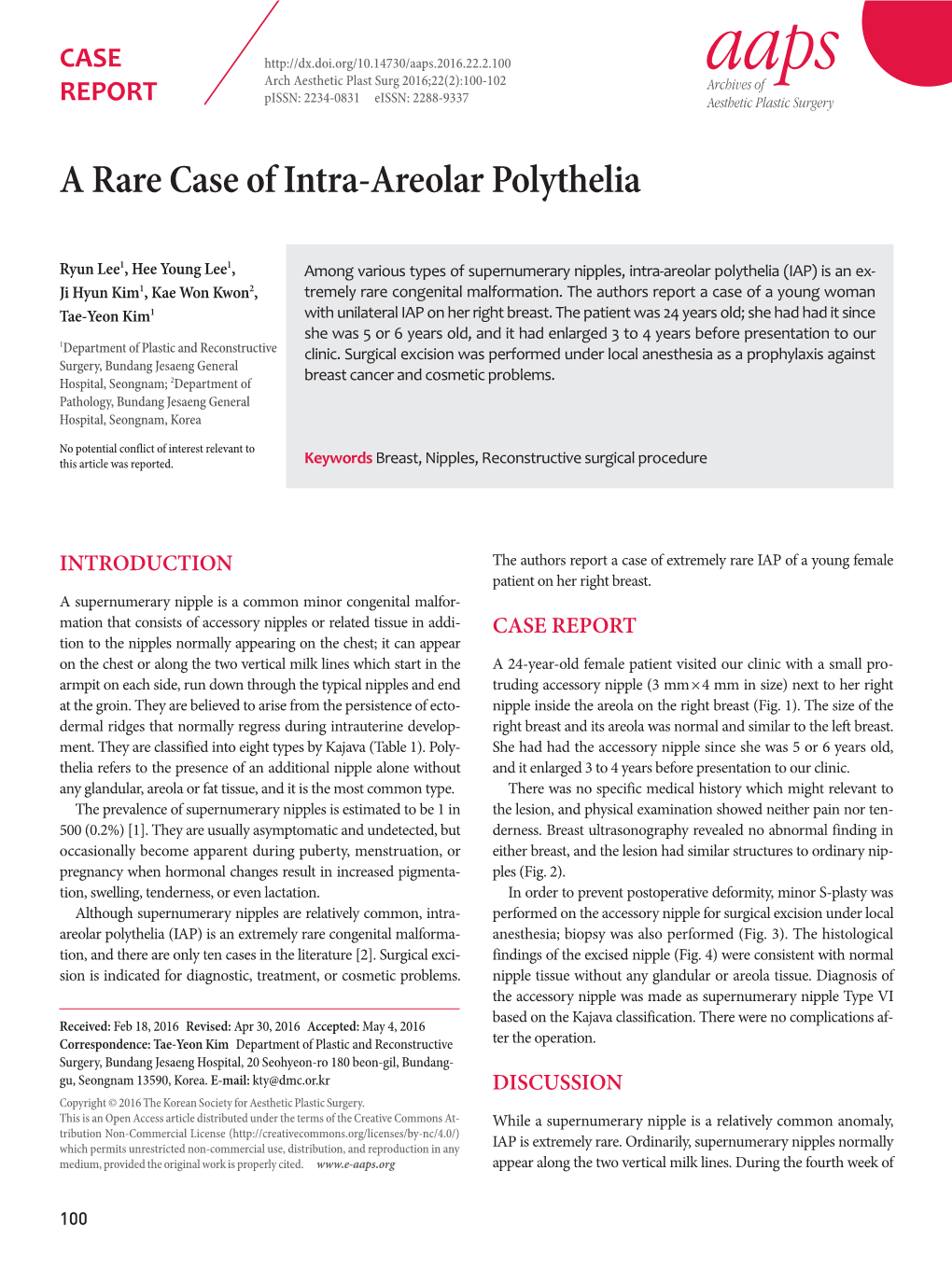 A Rare Case of Intra-Areolar Polythelia