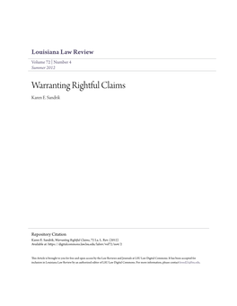 Warranting Rightful Claims Karen E