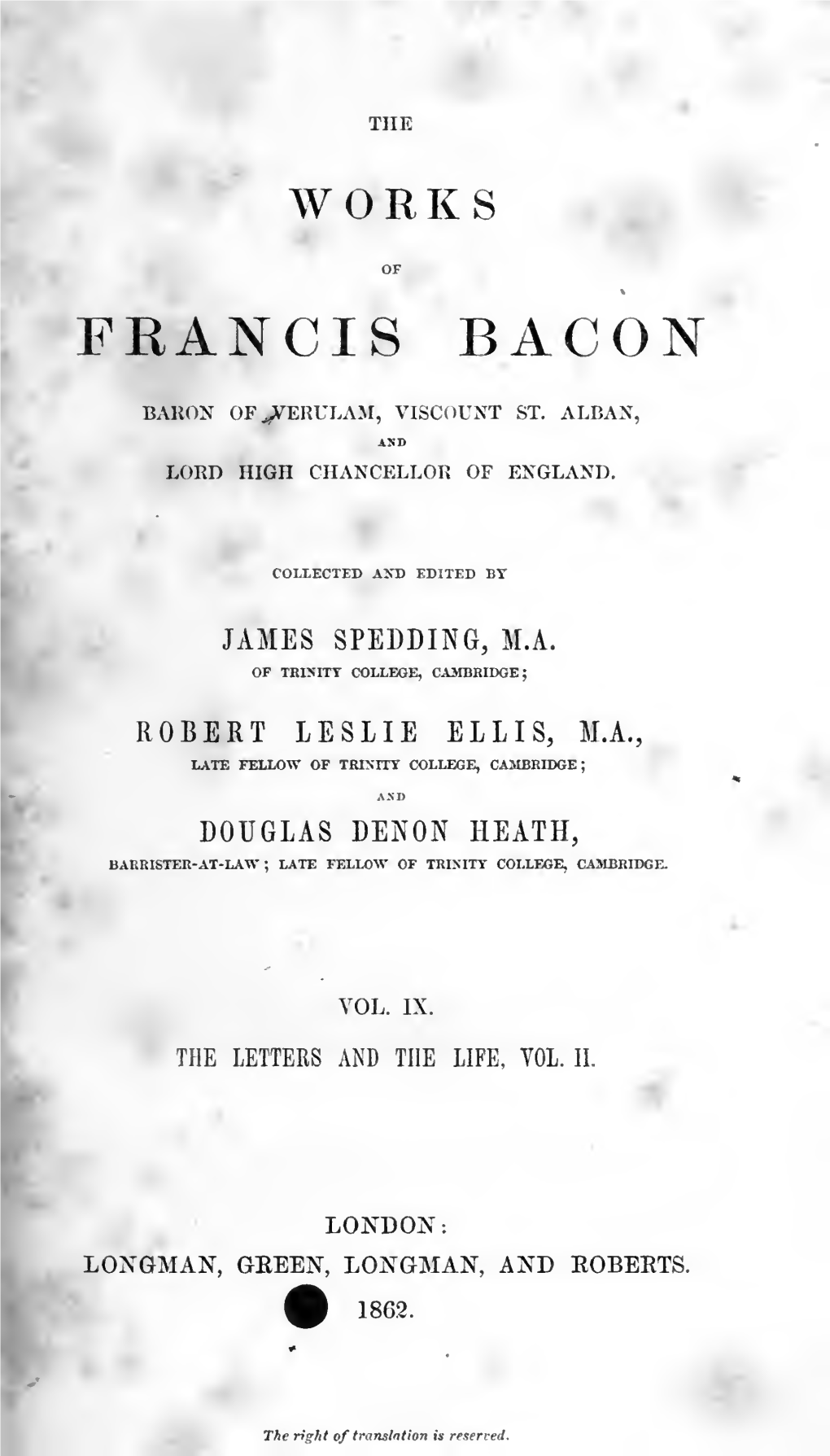 The Works of Francis Bacon