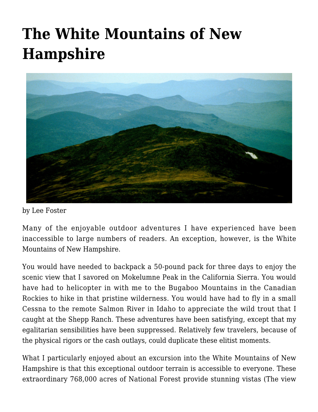 The White Mountains of New Hampshire