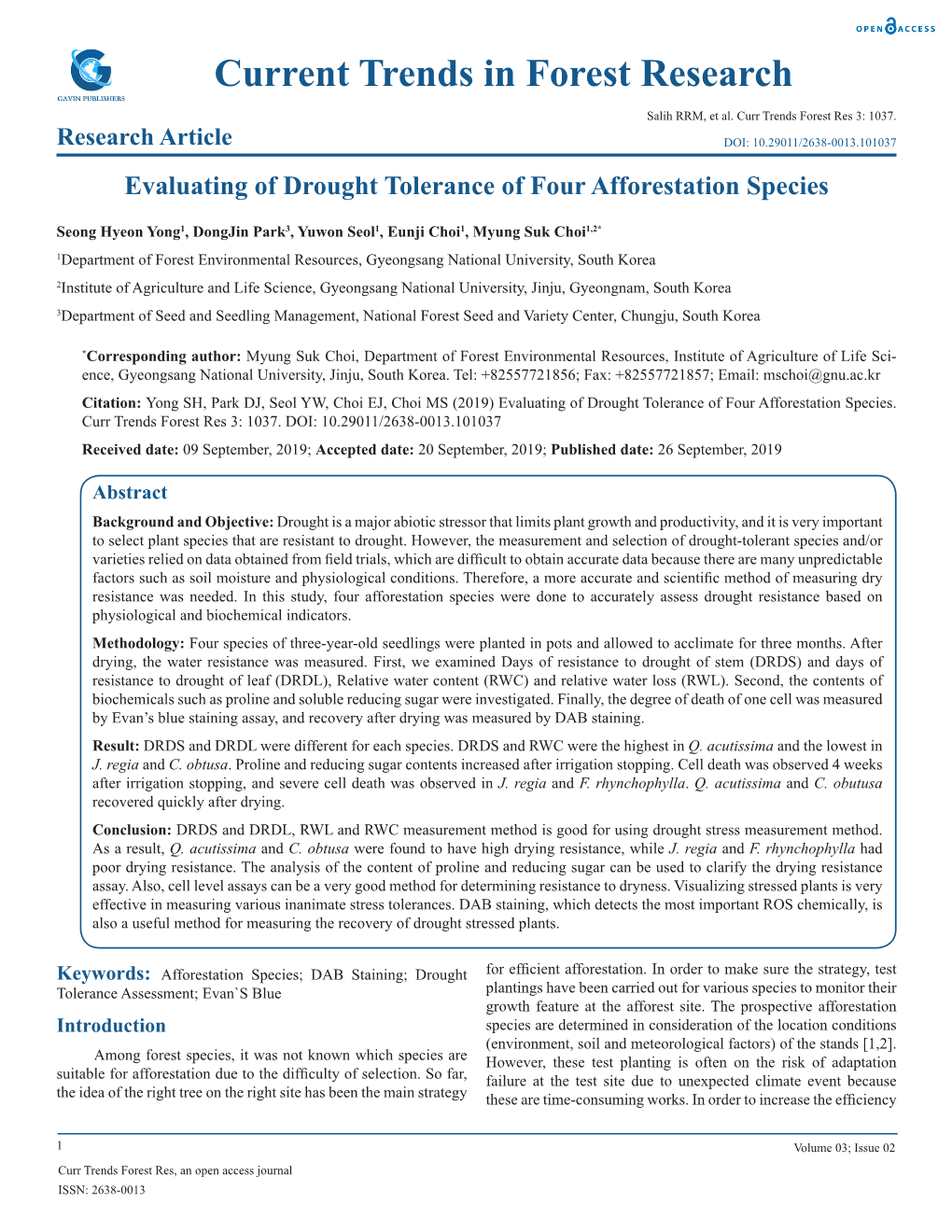 Current Trends in Forest Research