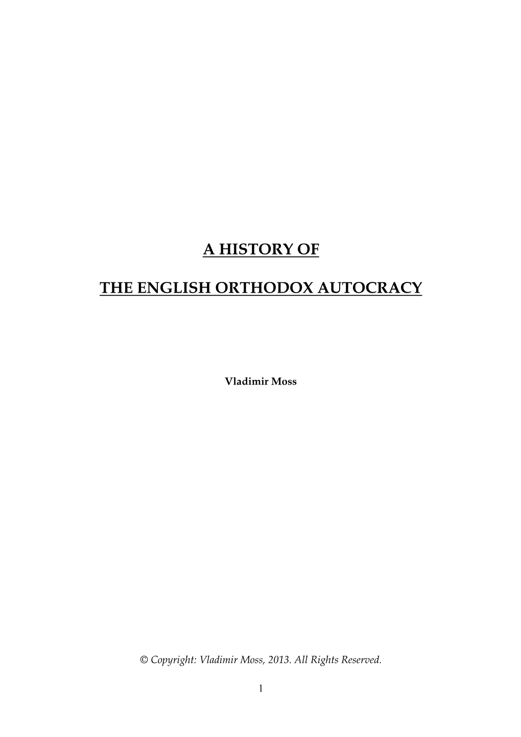A History of the English Orthodox