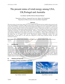 The Present Status of Wind Energy Among USA, UK,Portugal and Australia