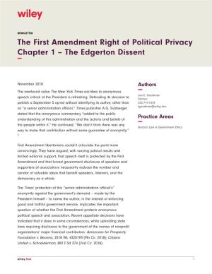 The First Amendment Right of Political Privacy Chapter 1 – the Edgerton Dissent −