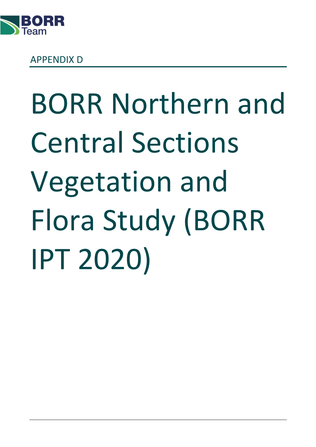BORR Northern and Central Sections Vegetation and Flora Study (BORR IPT 2020)