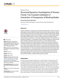 Structural Dynamics Investigation of Human Family 1 & 2 Cystatin