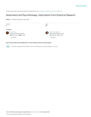 Attachment and Psychotherapy: Implications from Empirical Research