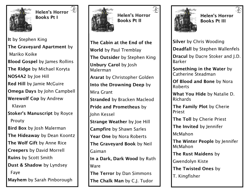Helen's Horror Books Pt I It by Stephen King the Graveyard