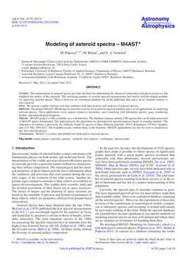 Modeling of Asteroid Spectra – M4AST