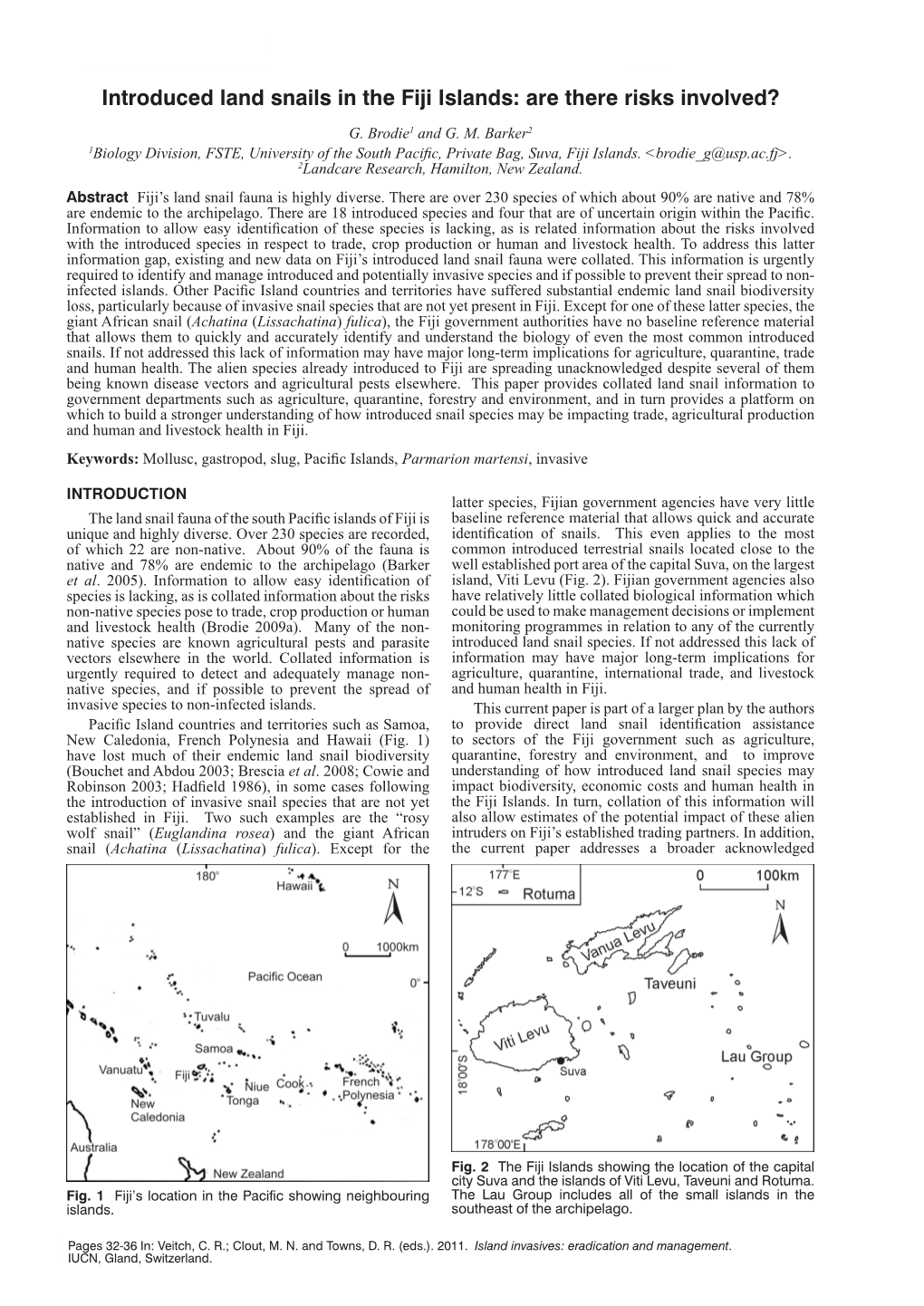 Introduced Land Snails in the Fiji Islands: Are There Risks Involved?