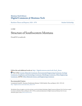 Structure of Southwestern Montana Donald W