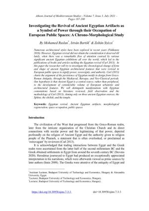 Investigating the Revival of Ancient Egyptian Artifacts As a Symbol of Power Through Their Occupation of European Public Spaces: a Chrono-Morphological Study