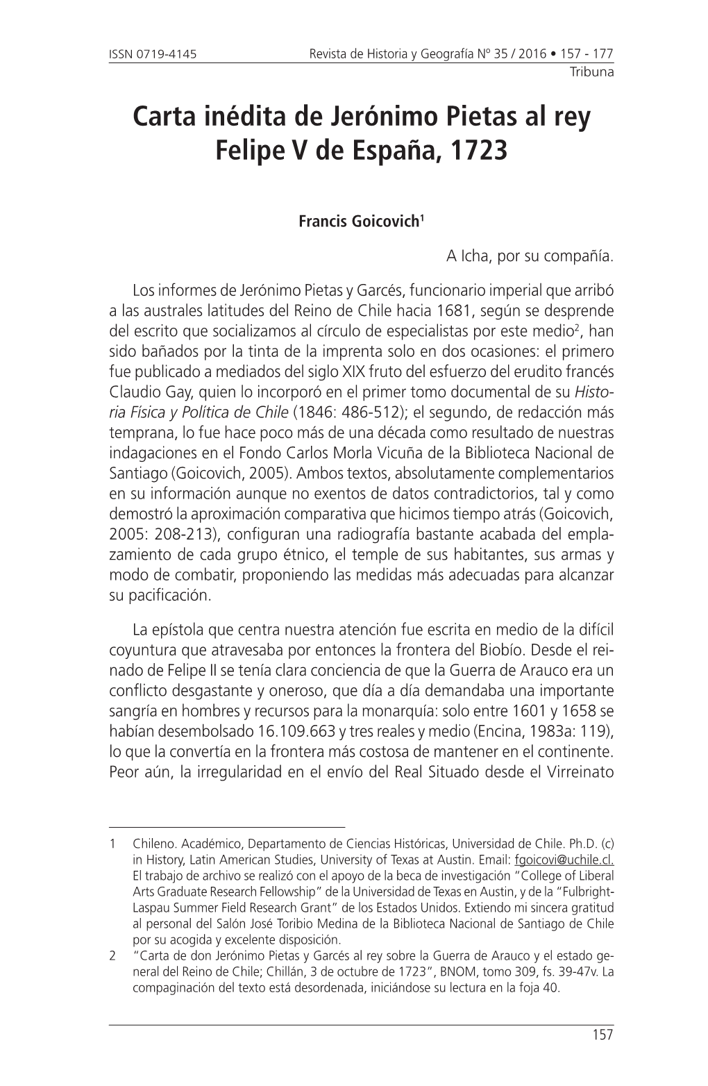 Carta Inédita De Jerónimo Pietas Al Rey Felipe V De España, 1723