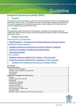 Guideline: Peripheral Intravenous Catheter (PIVC)