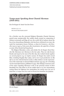 Temps Mort: Speaking About Chantal Akerman (1950-2015)