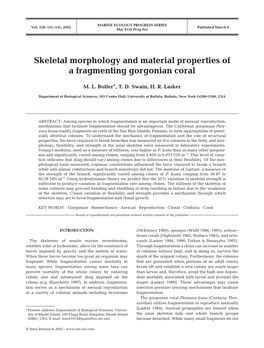 Skeletal Morphology and Material Properties of a Fragmenting Gorgonian Coral