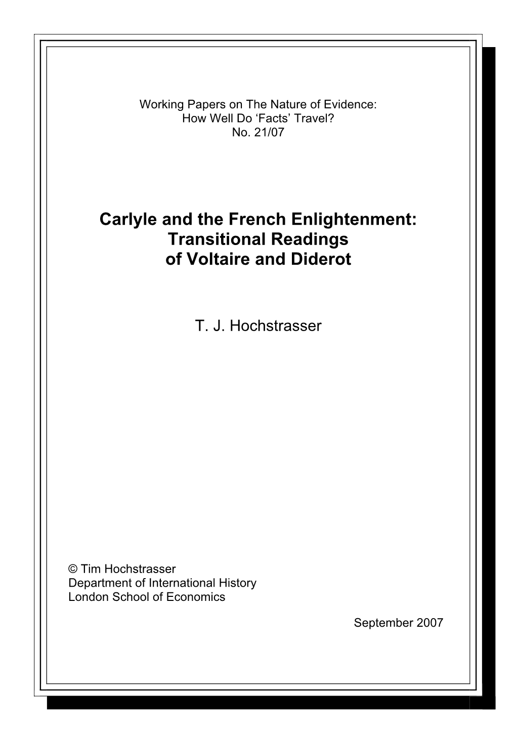 Transitional Readings of Voltaire and Diderot