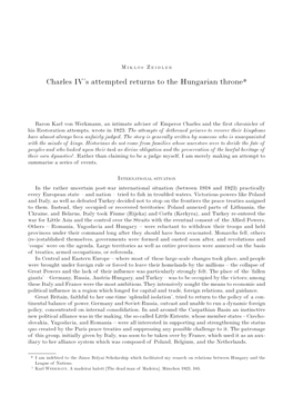 Charles IV's Attempted Returns to the Hungarian Throne*