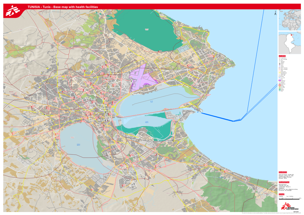 TUNISIA - Tunis - Base Map with Health Facilities