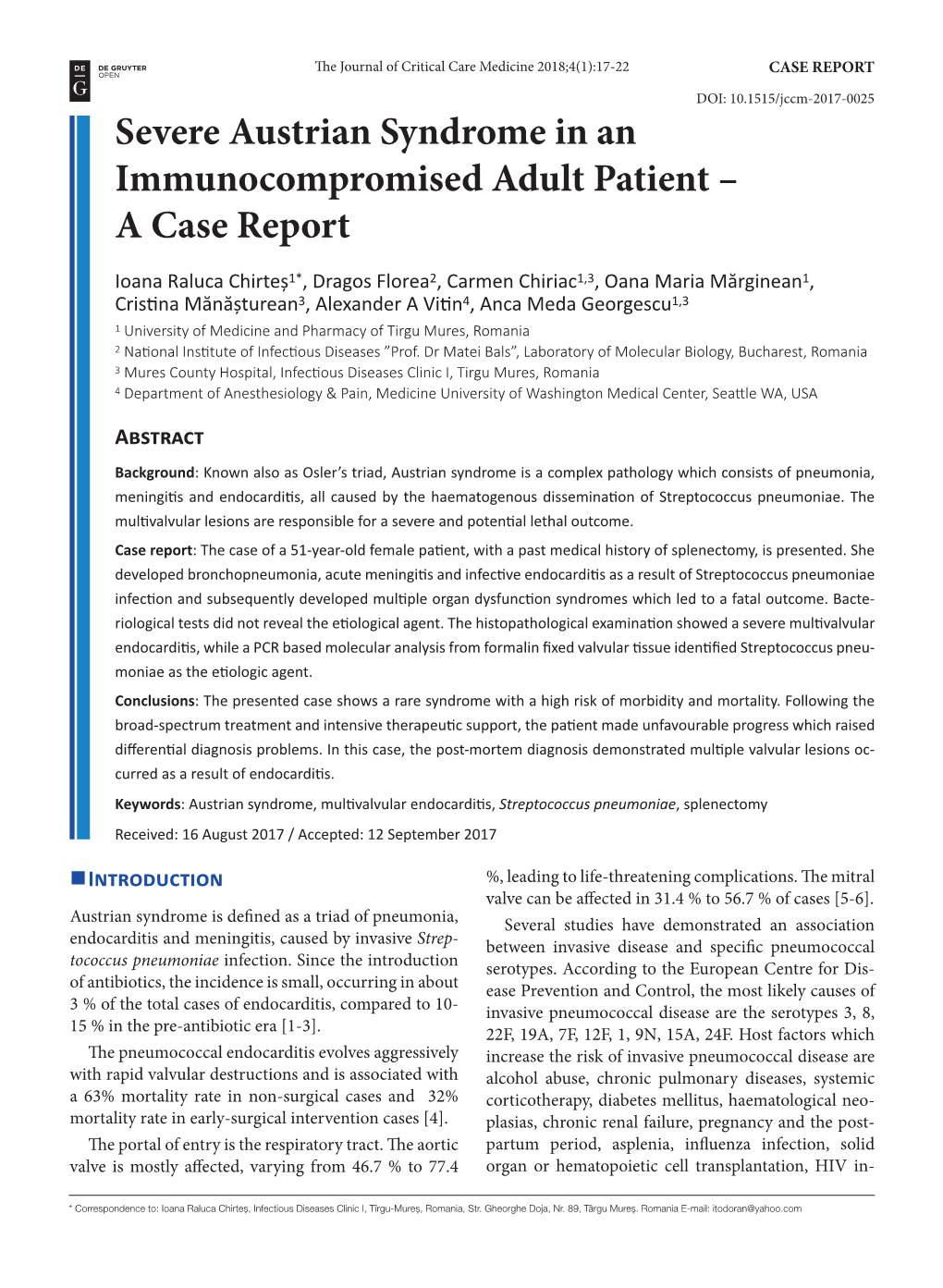 Severe Austrian Syndrome in an Immunocompromised Adult Patient – a Case Report