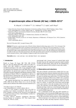 A Spectroscopic Atlas of Deneb (A2 Iae) $\Lambda\Lambda$3826–5212