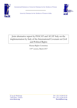 Joint Alternative Report by FIACAT and ACAT Italy on the Implementation