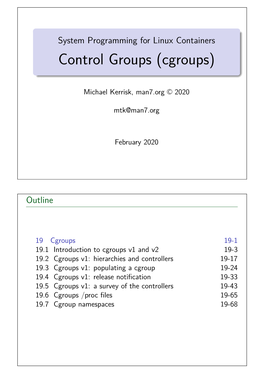 Control Groups (Cgroups)