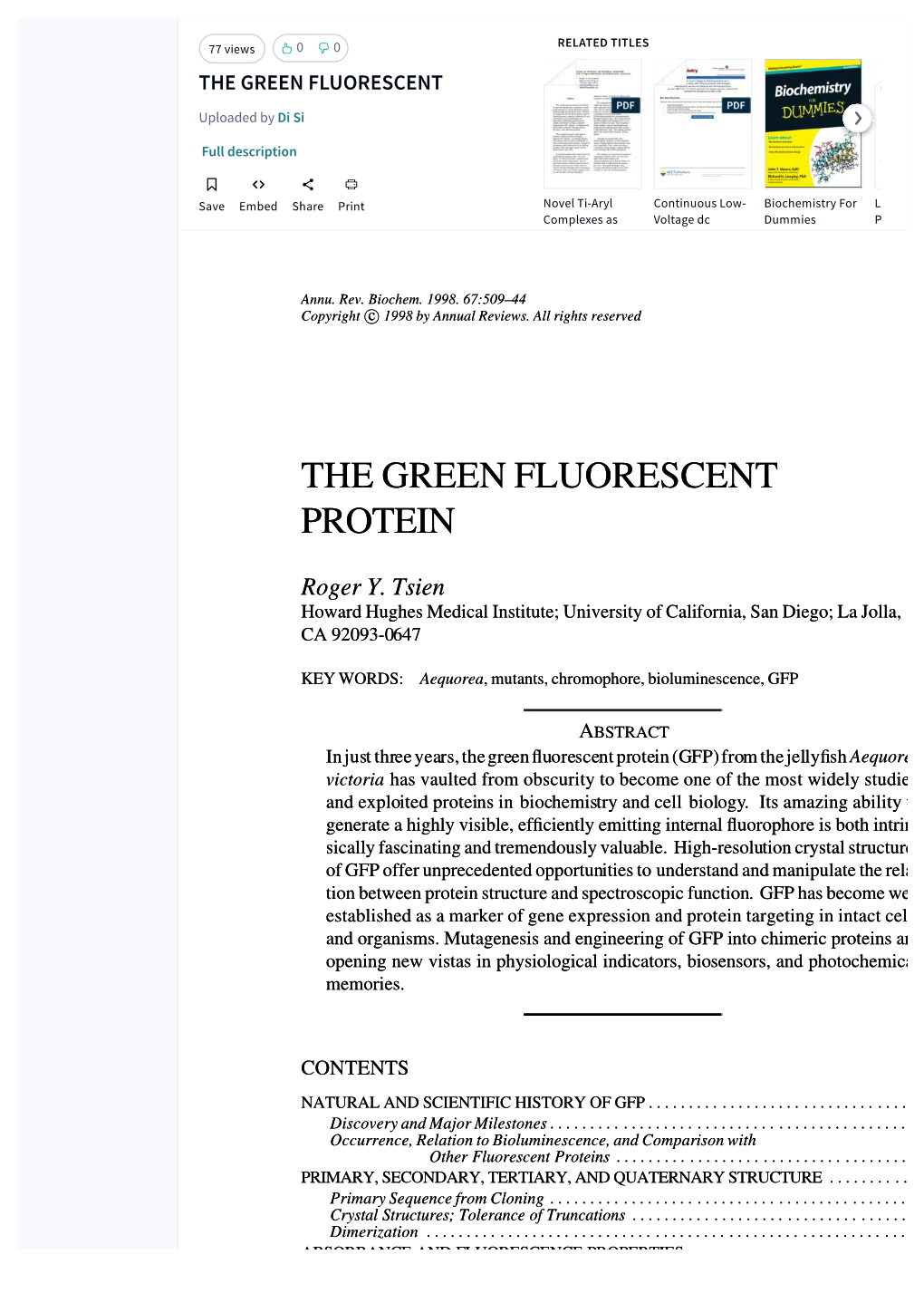 The Green Fluorescent Protein