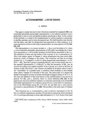 Automorphic L-Functions