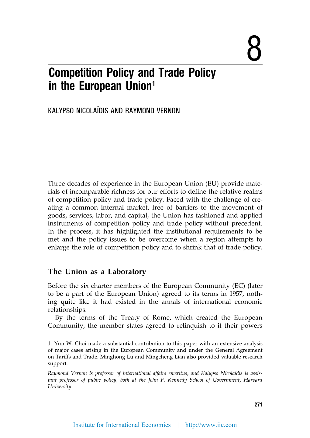 Competition Policy and Trade Policy in the European Union1