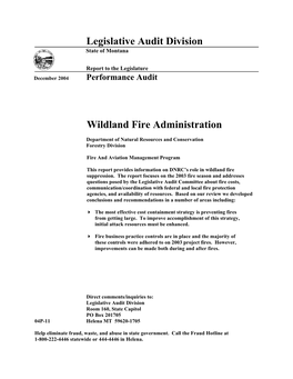 Wildland Fire Admin Performance Report (04P-11)