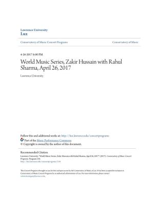 World Music Series, Zakir Hussain with Rahul Sharma, April 26, 2017 Lawrence University