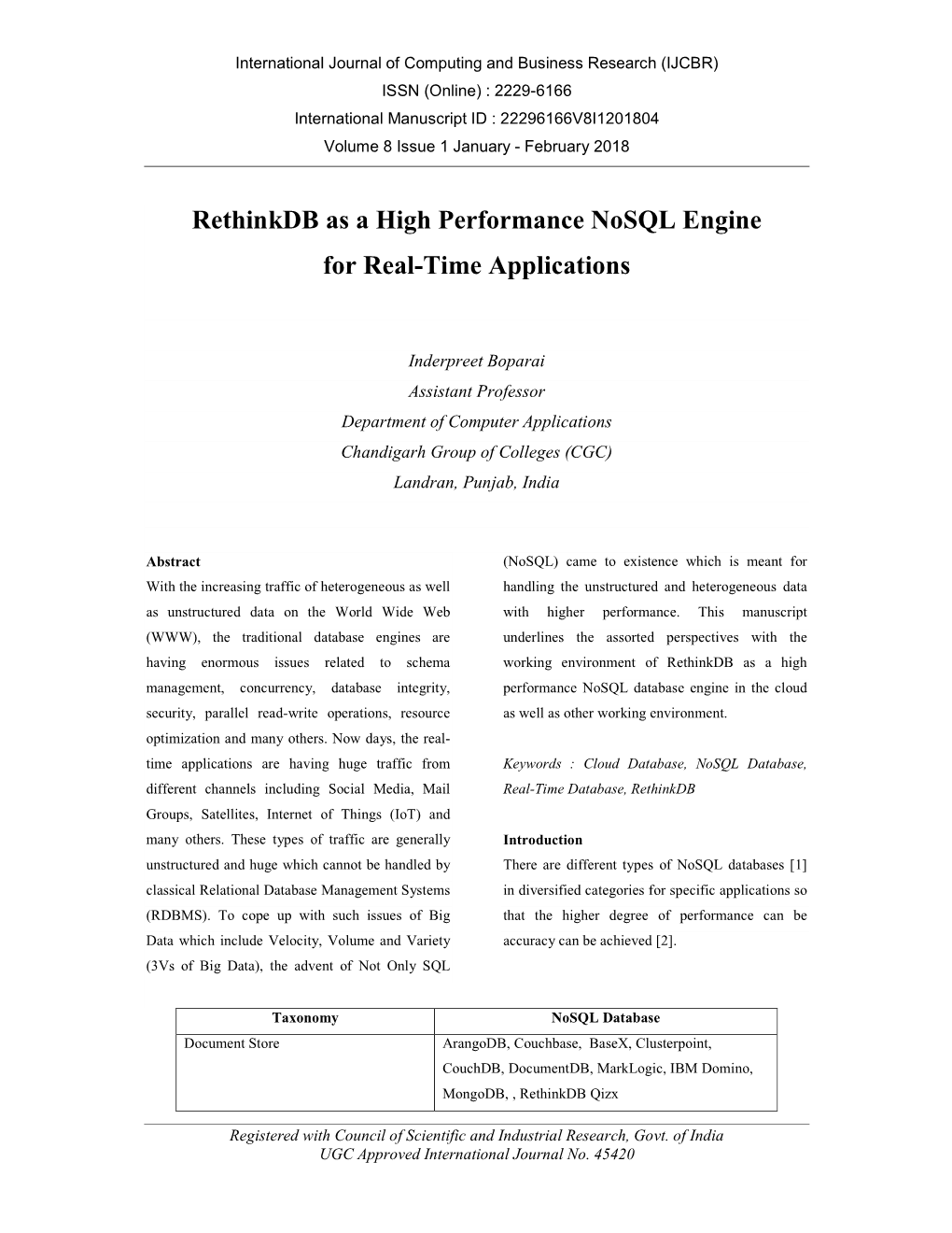 Rethinkdb As a High Performance Nosql Engine for Real-Time Applications