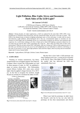 Light Pollution, Blue Light, Stress and Insomnia : Dark Sides of the LED