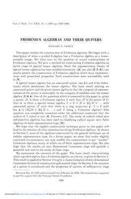 Frobenius Algebras and Their Quivers