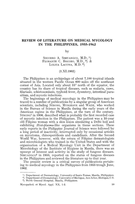 Review of Literature on Medical Mycology in the Philippines, 1955&