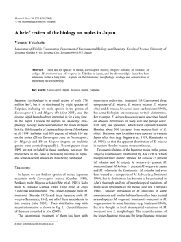 A Brief Review of the Biology on Moles in Japan