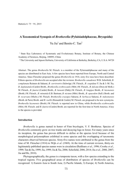 A Taxonomical Synopsis of Brotherella (Pylaisiadelphaceae, Bryopsida)