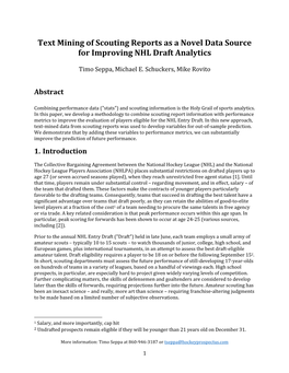 Text Mining of Scouting Reports As a Novel Data Source for Improving NHL Draft Analytics