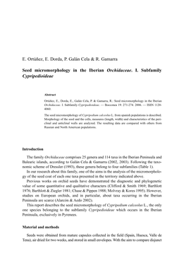 E. Ortúñez, E. Dorda, P. Galán Cela & R. Gamarra Seed Micromorphology