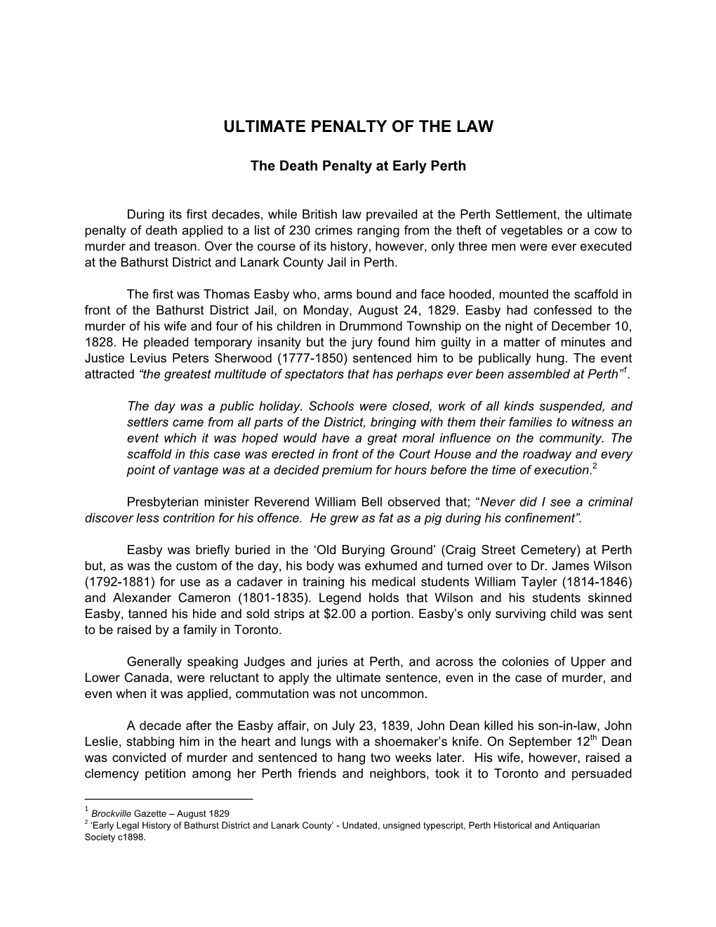 Ultimate Penalty of the Law