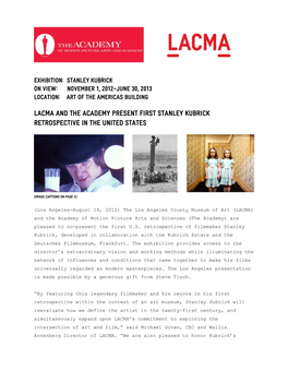 LACMA and the Academy Present First Stanley Kubrick Retrospective in the United States