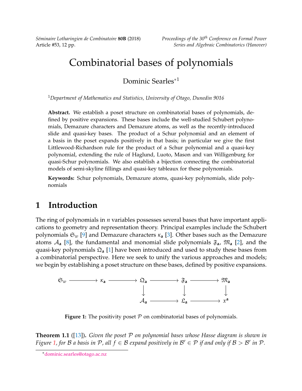 Combinatorial Bases of Polynomials